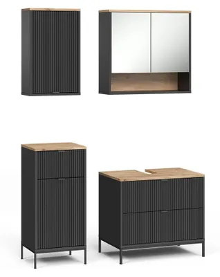 Productafbeelding van Badkamermeubelset Vicco Eliza Zwart/Viking Eik 4-delig, Model 71941