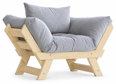 Image de Fauteuil de jardin en bois de pin et lin naturel et gris - L 108 à 140 × P 75 cm - Imperméable