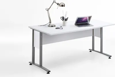 Produktbild von FMD Schreibtisch Computertisch Calvia 2 Brillantweiß Metallkufen 3012-102 160 cm