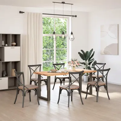 Image de vidaXL Pieds de table de salle à manger en U 2 pcs. Acier naturel 70x(72-73) cm Acier