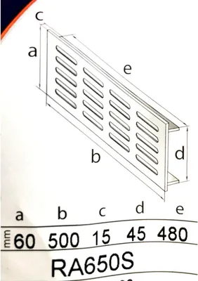 Produktbild von Aluminium Silber Lüftungsgitter 60 x 500 mm Sokkelgitter Heizungsgitter