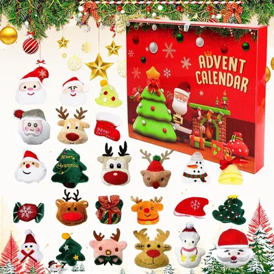 Produktbild von Adventskalender 2025 mit 24 Plüschtieren für Kinder, Weihnachts-Countdown, Dekoration