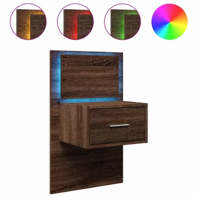 Productafbeelding van Nachtkastje met LED's wandgemonteerd bruin eikenkleur