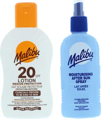 Produktbild von Malibu SPF20 wasserdicht 200 ml Balsam + Sprühbalsam nach Bräunung von 200 ml