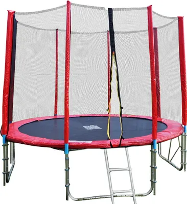 Produktbild von GoodJump 4UPVC rot Trampolin Ø 305 cm, Outdoor-Trampolin, Kindertrampolin für den Garten, mit Sicherheitsnetz, Komplett-Set inkl. + Leiter