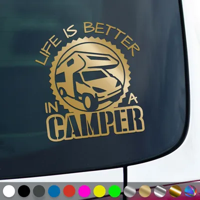 Produktbild von PantherPixel Wohnmobil Aufkleber Wohnwagen Bus Reise Besser Camping Sticker Auto Geschenkidee Farbe Gold