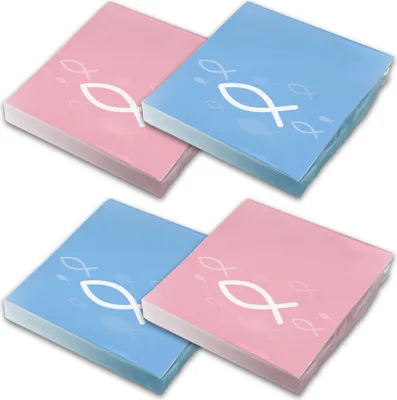 Produktbild von itenga Servietten 80er Fisch (40x HELLBLAU Weiß + 40x ROSA Weiß)