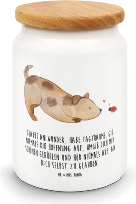Produktbild von Mr. & Mrs. Panda aufbewahrungsbehälter Hund Marienkäfer - Weiß - Geschenk, Kaffeedose, zuckerdose, Mischlinghund, Positiv, Dose, Mischlingshund, behälter, Wunder, Sprüche