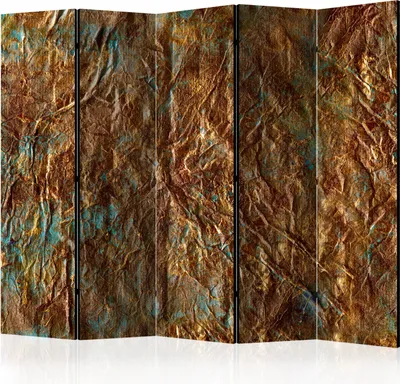 Produktbild von Akusticher Raumteiler Abstrakt Foto Paravent 225x172 cm beidseitig auf Vlies-Leinwand bedruckt Akustikschaum Trennwand Spanische Wand Sichtschutz Home Office Struktur Textur gold f-A-0429-z-c
