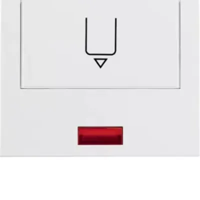 Immagine prodotto di Berker 16417109 Copriinterruttore Hotelcard con stampa e lente rossa, bianco polare, lucido Berker