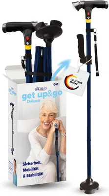 Produktbild von DR. HO’S Get Up & Go - Gehstock Damen & Herren mit LED-Licht & Alarmknopf - Gehstock klappbar & höhenverstellbar - Gehhilfe für Senioren & Erwachsene