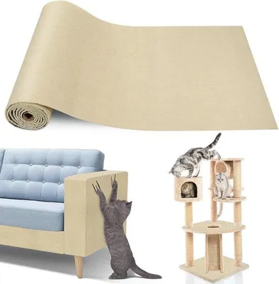 Image de Tapis à griffer autocollant pour chats, extensible, 200 x 40 cm, beige