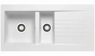 Produktbild von PYRAMIS Spüle SIROKO (100x50) WEISS aus Fibertek / SMC-Spüle / Fiberglasspüle / Ausschnitt 976 x 476 mm