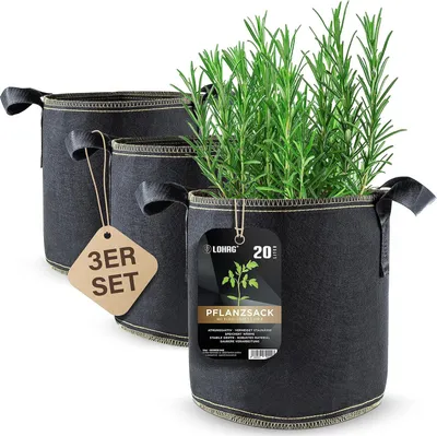 Produktbild von Pflanzsack aus Vliesstoff - Gesundes Alternativ - 3er-Pack - 20 Liter