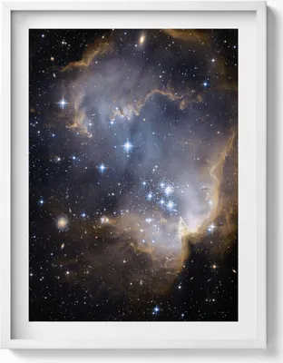 Produktbild von Bild NASA Weltraum und Sterne– Wandbild mit Rahmen – Gerahmtes Bild  – Wanddekoration – 60x80 cm –  Weiß Rahmen