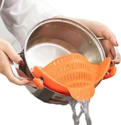 Produktbild von Famanu Sieb aus lebensmittelechtem Silikon - BPA-frei, ideal zum Abgießen von Pasta, Obst und Gemüse