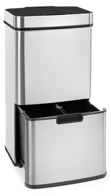 Sensor-Mülleimer 72 l, 4 Behälter, berührungslos, Edelstahl