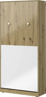 Produktbild von Kaiser Möbel Schrankbett 90x200 Vertical Wandklappbett NERO Eiche/Weiss mit Matratze H2/H3