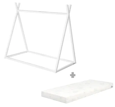 Zdjęcie produktu dla Roba 1062860WEZU Zestaw łóżko tipi z materacem biały biały 800x1460x1280 mm