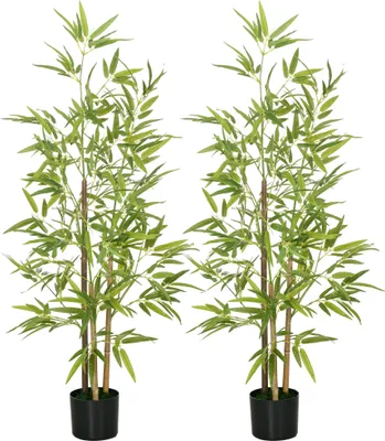 Obrázok produktu pre HOMCOM Umelé rastliny, umelý bambus, 120 cm umelá rastlina s umelým machom
