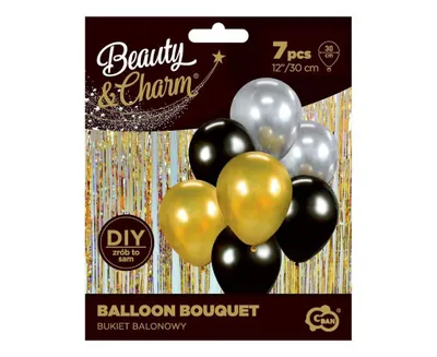 Zdjęcie produktu dla Balony złoto-czarne Beauty&Charm 30 cm bukiet