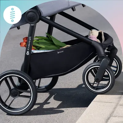Produktbild von Kinderkraft NEA - Kombikinderwagen 2-in-1 - bis 22 kg - große Babywanne - wasserdichtes Verdeck UPF50+ - große Reifen - einhändige Führung - Schwarz