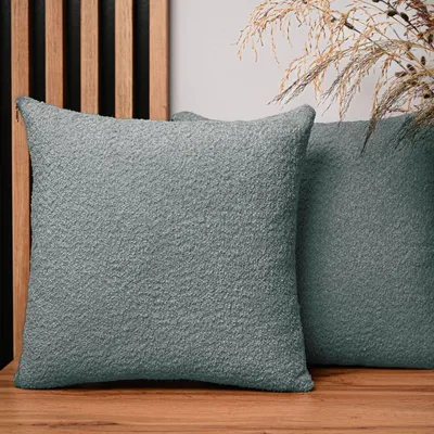 Produktbild von MG Design 2er Set Kissenbezüge 50 x 50 cm in Dunkelgrün - mit Reißverschluss, fein gewebt mit Chenille-Haptik, pflegeleich
