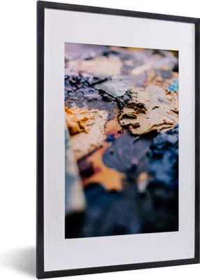 Produktbild von MuchoWow® Gerahmtes Poster Abgeblätterte Ölfarbe 40x60 cm - Poster mit Schwarzem Bilderrahmen Wandposter Rahmen Foto Bilder - Poster in Rahmen