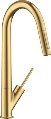 Produktbild von hansgrohe Spültisch-Einhebelmischer 270 Axor Starck mit Ausziehbrause, brushed gold optic