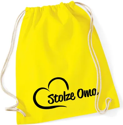 Produktbild von Huuraa Turnbeutel Stolze Oma Herz 12 Liter Yellow Baumwolle Rucksack Geschenkidee