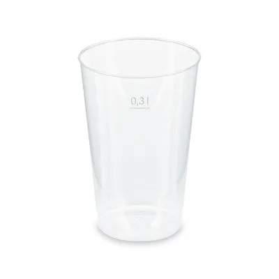 Produktbild von 25x Mehrwegbecher Pfandbecher transparent PP Eichstrich 0,3 l Ø 7,9 cm