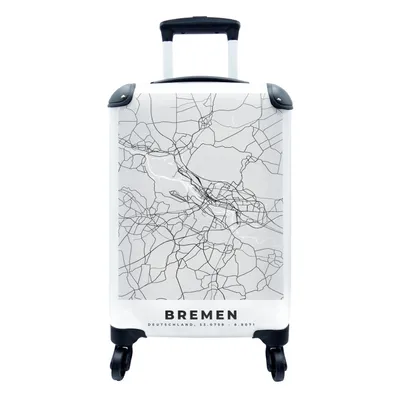 Produktbild von MuchoWow® Koffer Handgepäck Trolley Rollkoffer Kleine Reisekoffer mit 4 Rollen - Bremen - Karte - Stadtplan - Deutschland - Cabin Size < 55x40x23 cm & 55x40x20 cm - Fotokoffer - Kabinenkoffer - Boardgepäck - Reise-Box - Reisekoffer - Reisegepäck - Koffer mit Bild - Trolley für Kinder