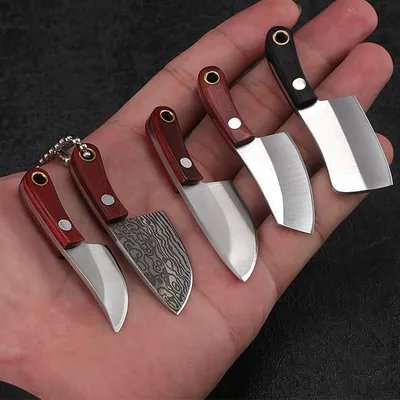 Produktbild von INF Schlüsselanhängermesser mit Damastmuster - Mini-Hackbeil (quadratischer Kopf) DG-75-2