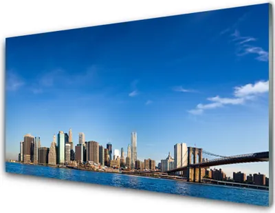Produktbild von Acrylglasbilder 100x50 Wandbild Druck Stadt Brücke Gebäude