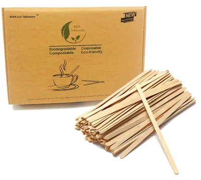 Holz-Kaffeerührstäbchen, 1000 Stück, 14 cm, biologisch abbaubar