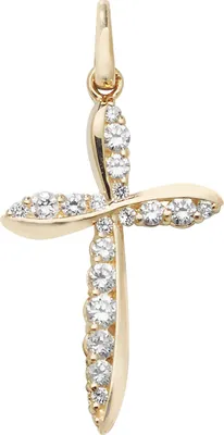 Image de croix en or 9 carats (375) pour femmes - pendentif avec zirconium - 27mm*14mm ; WJS10736