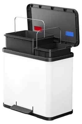 Zdjęcie produktu dla Hailo ÖKO DUO PLUS L, 26 l, Prostokątny, Stal nierdzewna, Czarny, Biały, Plastik, Pedał