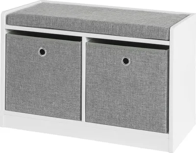 Image de SoBuy Banc à chaussures Armoire à chaussures Rangement avec coussin d'assise blanc avec gris - 2 tiroirs - l x h 68x32x45 cm