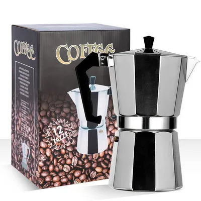 Produktbild von Moka Express Espressokocher aus Aluminium – Klassischer Mokakanne & Kaffeekocher (300 ml / 6 Tassen) – Italienischer Espresso-Perkolator für Herd