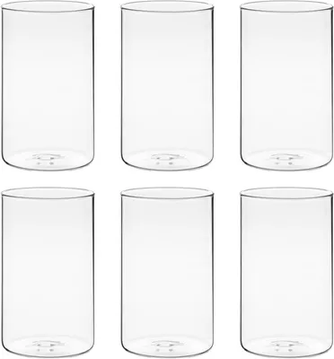 Obrázek produktu pro Skleněná váza, výška 15 cm, 6 kusů, průhledná, cylindrická váza na květiny, vhodná jako dekorace
