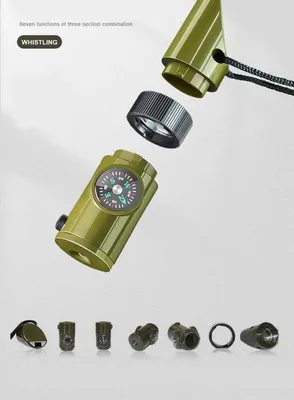 Produktbild von 7-in-1 Notfall-Flutgerät mit Kette - Multifunktionaler Außenhilfsmittel für Kajakfahren, Bootfahren, Wandern, Camping, Klettern & Notrufsignale