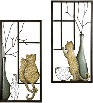Produktbild von Gilde Wandrelief mit Vase und Katze 2 tlg. beige, braun, grau Breite 40,0 cm Höhe 80,0 cm 68817