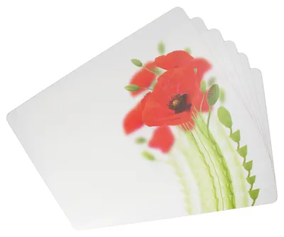 Immagine prodotto di 6 tovagliette da tavolo in plastica, dimensioni 43,5x28,5 cm, motivo floreale, lavabili