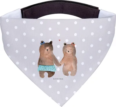 Produktbild von Mr. & Mrs. Panda Halstuch Hund Bär Freundin - Grau Pastell - Geschenk, Beste Freund Liebe Liebesbeweis Verliebt Kumpel Kumpeliene, Hundetuch, Hunde, Hundehalstuch, Teddy