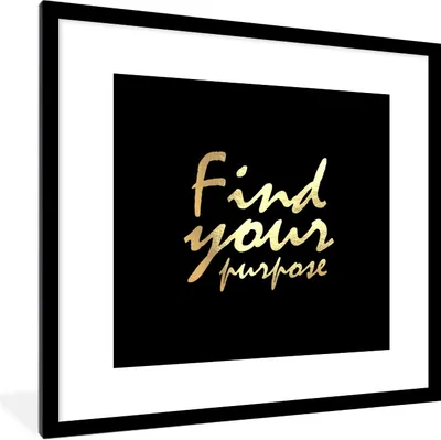 Produktbild von MuchoWow® Gerahmtes Poster Zitat - Leben - Gold - Schwarz 40x40 cm - Poster mit Schwarzem Bilderrahmen Wandposter Rahmen Foto Bilder - Poster - Plakat im Rahmen