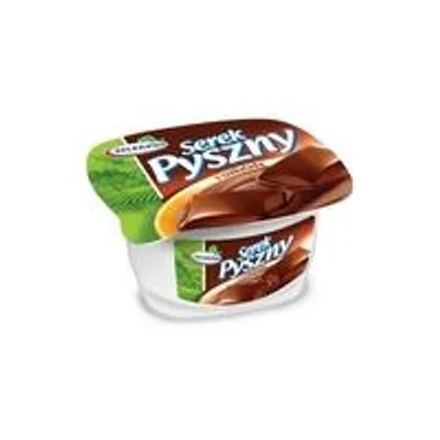 Zdjęcie produktu dla Serek homogenizowany Pyszny o smaku czekoladowym 140g Mlekpol