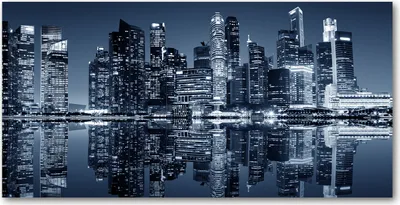 Produktbild von Tulup® Leinwandbild -100x50 cm - Wandkunst - Drucke auf Leinwand - Leinwanddruck  - Sehenswürdigkeiten & Architektur - Schwarzweiß - Singapur bei Nacht