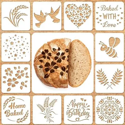 Produktbild von Brotschablonen-Set - 12-teilig für Brot und Kuchen - Backvorlagen für Kunsthandwerk und Dekoration
