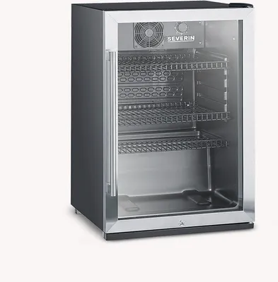 A Severin mini fridge is shown against a white background.