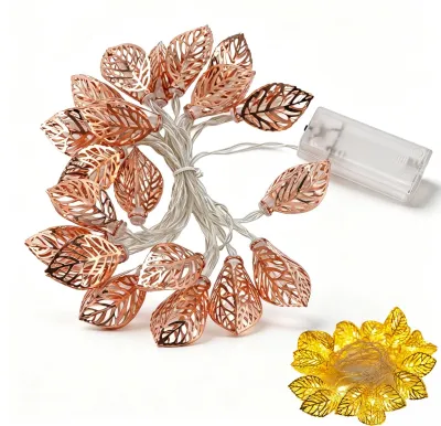 Lichtslingern, 20 LED, Rosenblatt-Design, batteriebetrieben, Innen